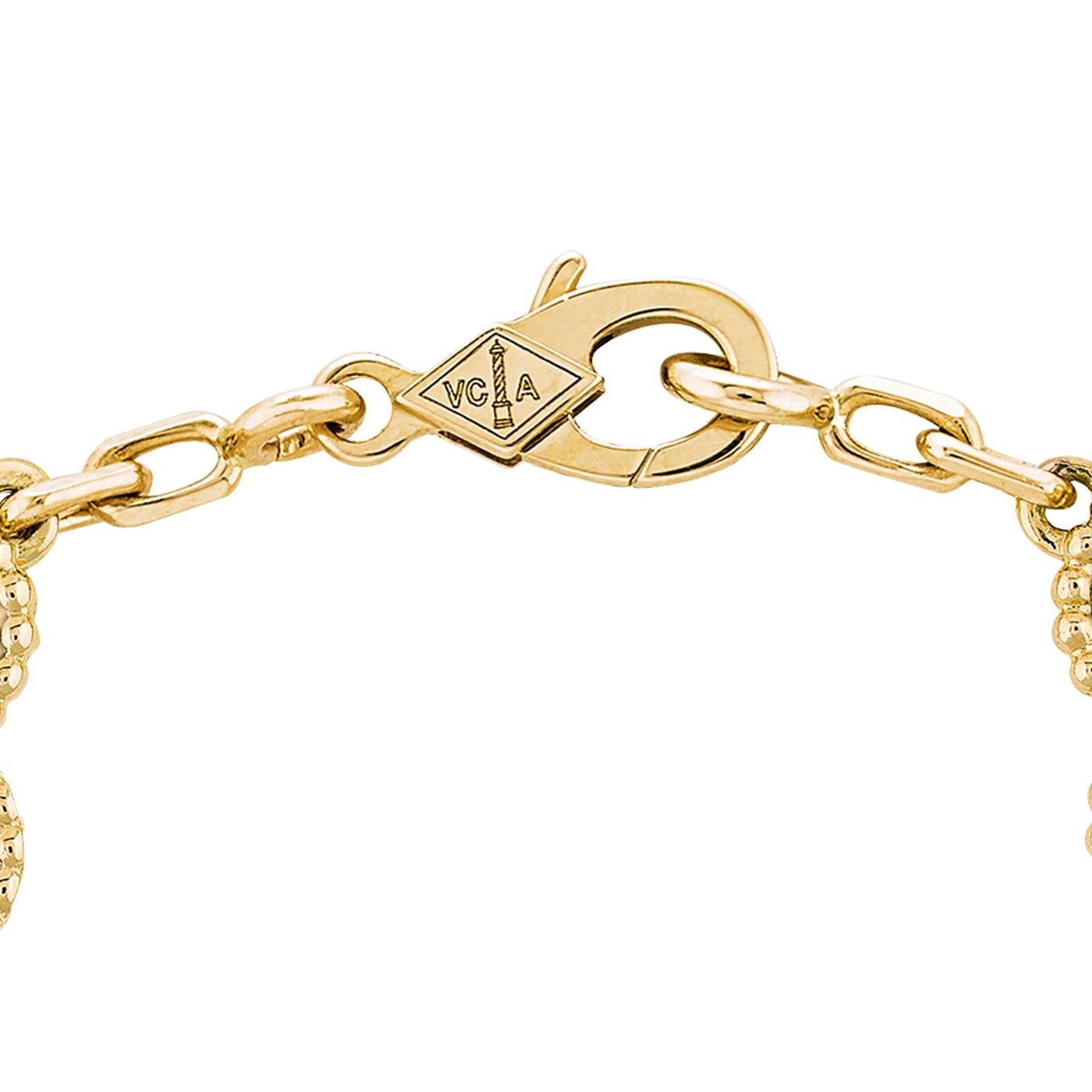 Van Cleef & Arpels Vintage Alhambra Armband Malachit 5 Motive 18K Gelbgold (Modernistisch) im Angebot