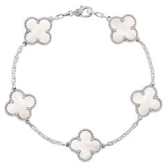 Van Cleef & Arpels Vintage Alhambra Bracelet Mother Of Pearl White Gold 18k