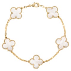 Van Cleef & Arpels Vintage Alhambra Bracelet Mother Of Pearl Yellow Gold 18k