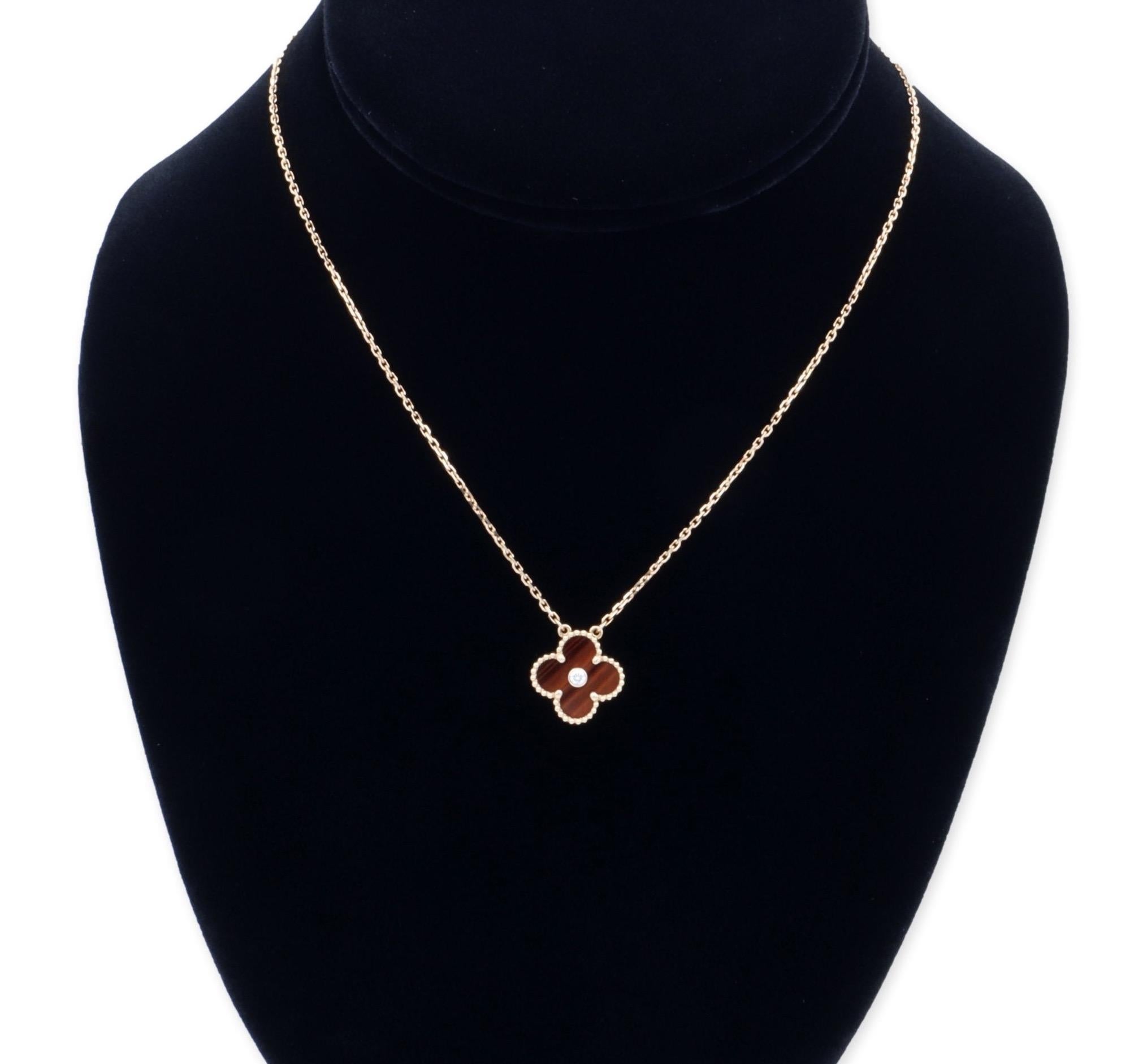 Van Cleef & Arpels Vintage Alhambra Bulls-Eye Diamond 18K Rose Gold Pendant Neck 1