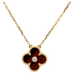 Van Cleef & Arpels Vintage Alhambra Bulls-Eye Diamond 18K Rose Gold Pendant Neck