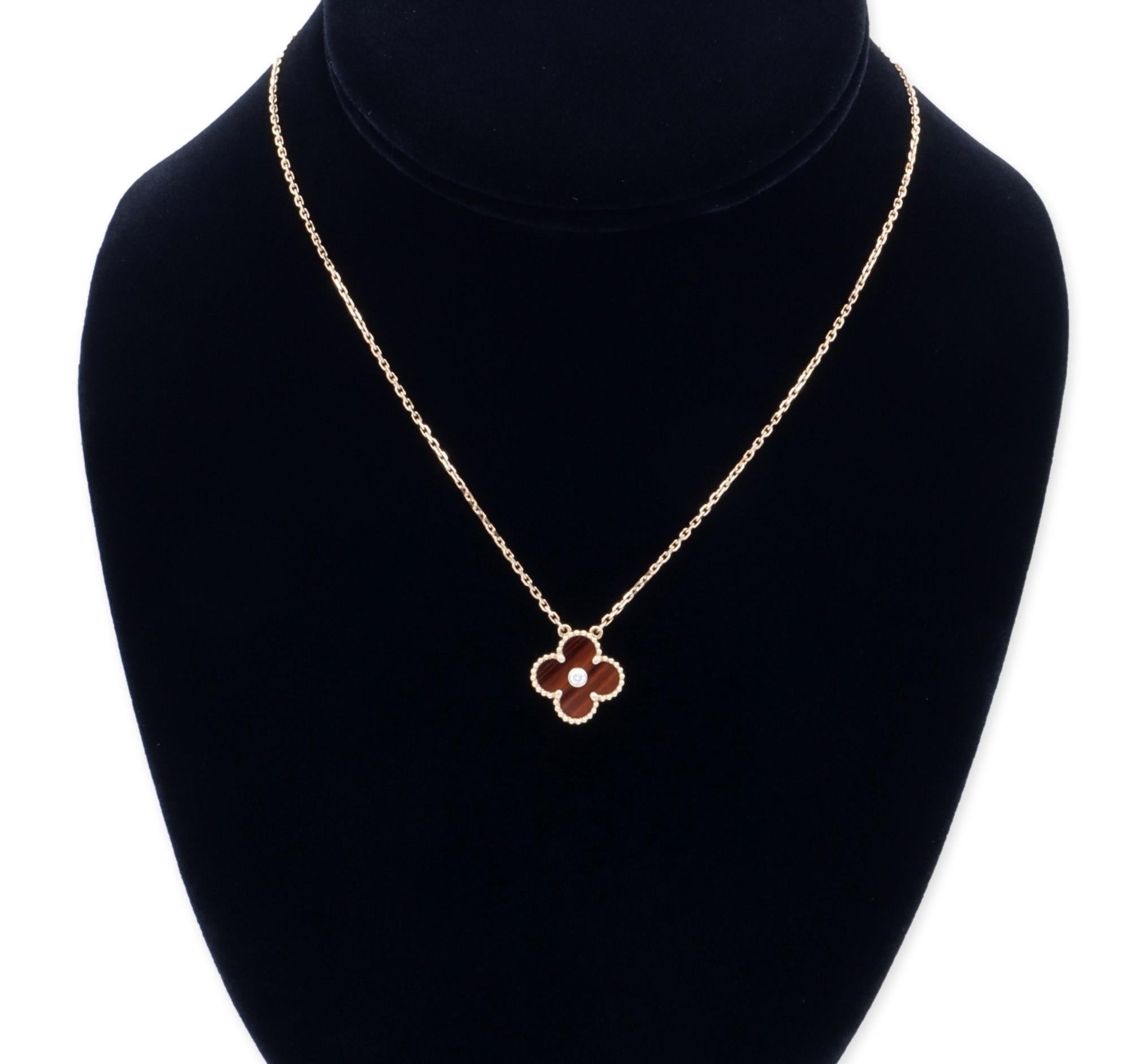 Van Cleef & Arpels Vintage Alhambra Bulls-Eye Diamond Rose Gold Pendant Necklace 1