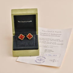 Van Cleef & Arpels Vintage Alhambra Carnelian 18K Yellow Gold Earrings