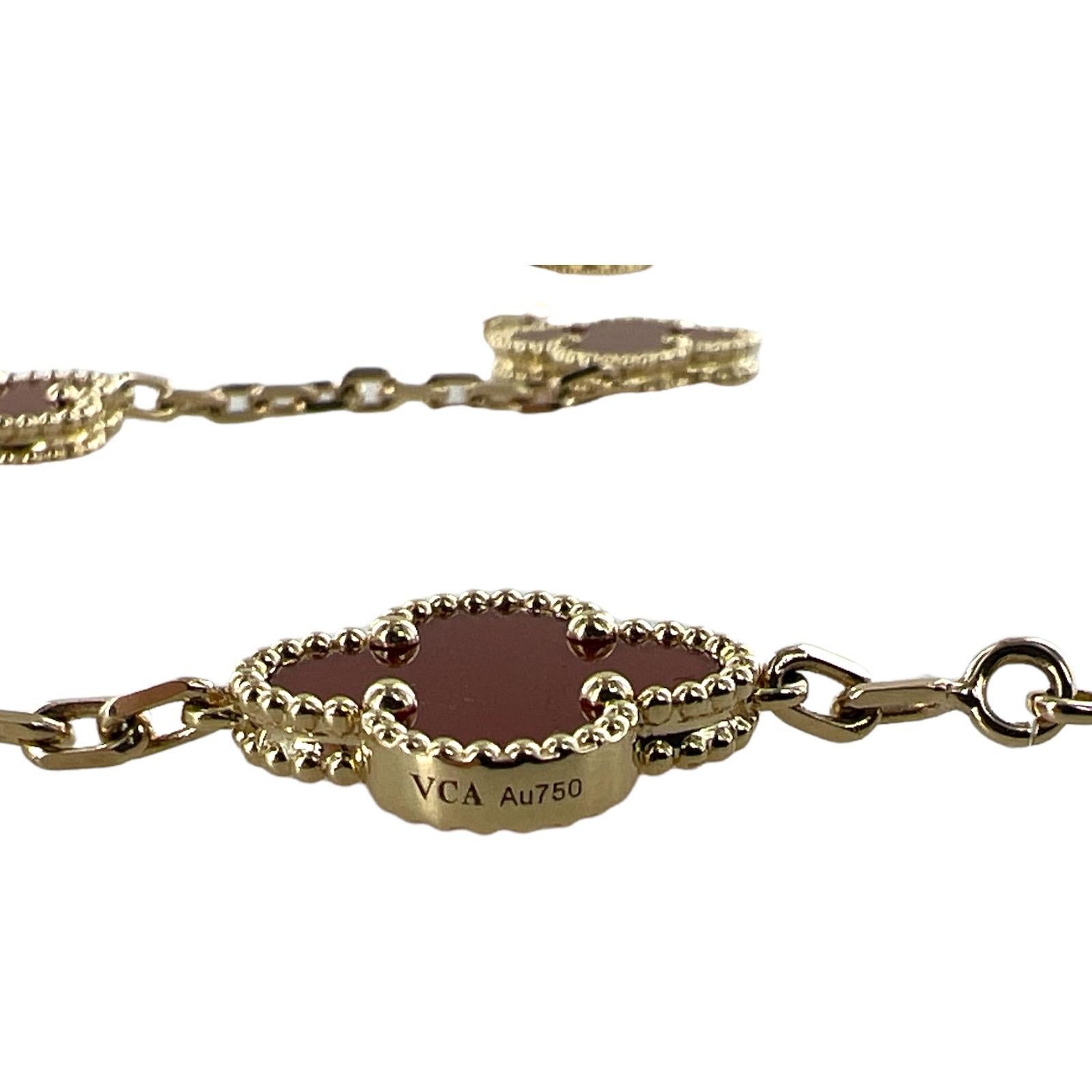 Van Cleef & Arpels Vintage Alhambra Karneol 18KYG 20 Motiv Halskette B&P''s 1