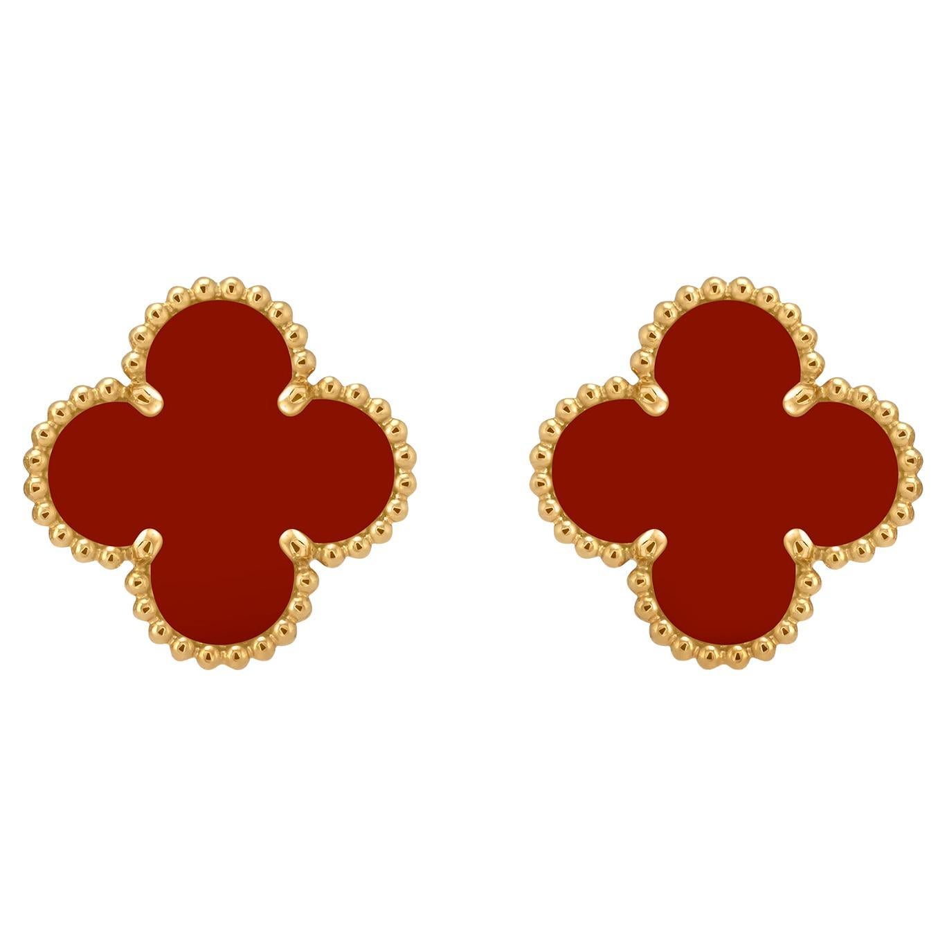 Van Cleef
Arpels Vintage Alhambra Orecchini a clip in corniola in oro giallo 18 carati