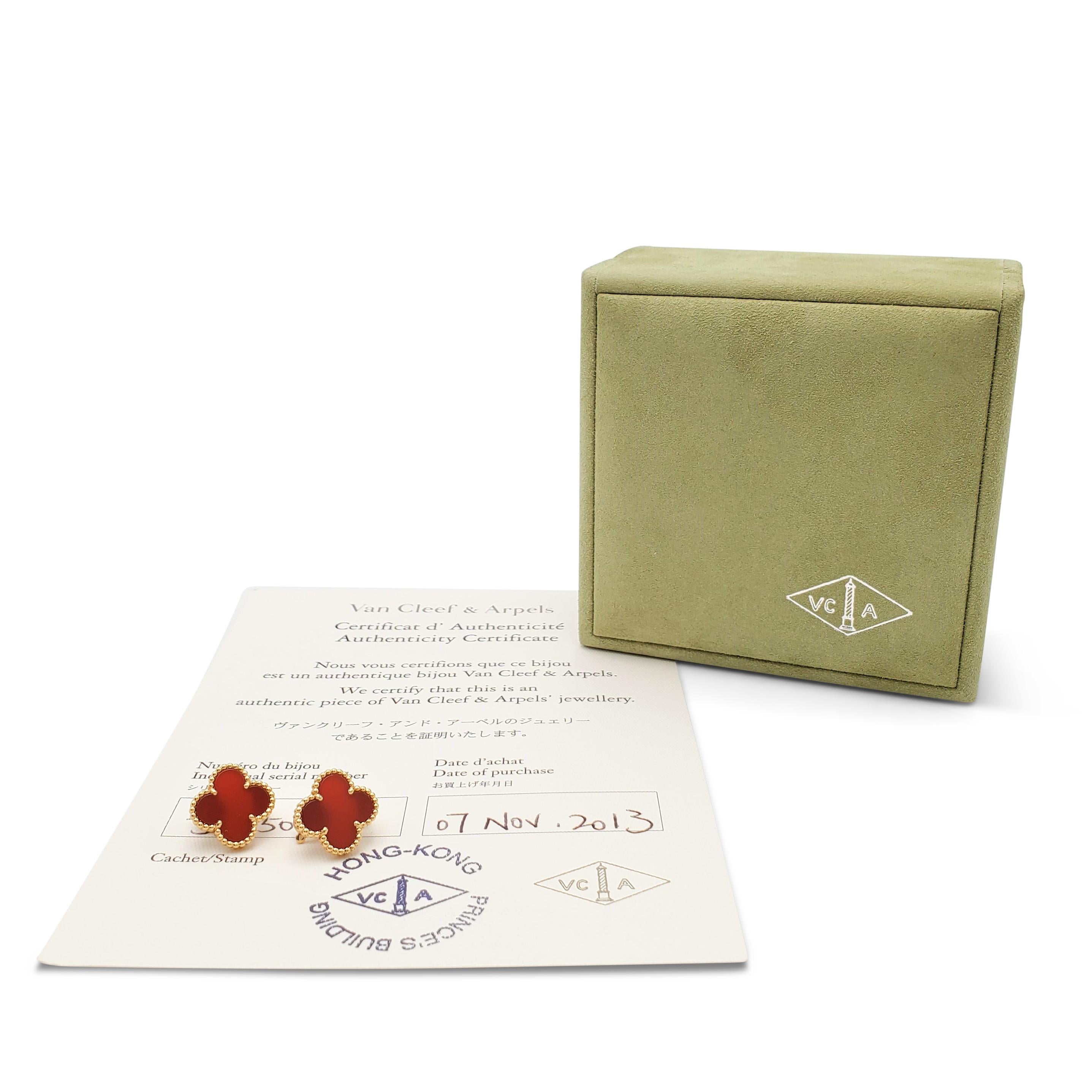 Uncut Van Cleef & Arpels 'Vintage Alhambra' Carnelian Earrings