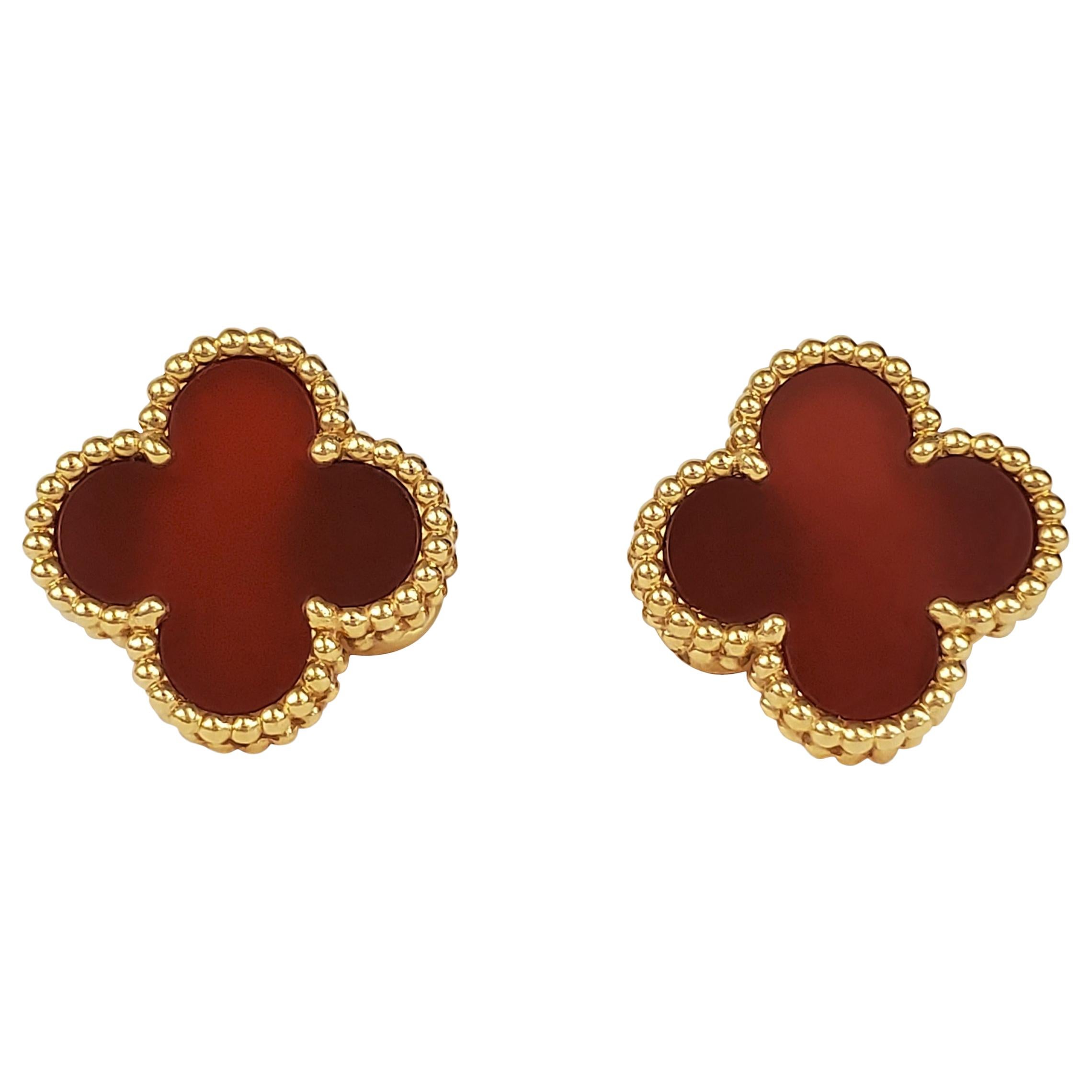 Van Cleef & Arpels 'Vintage Alhambra' Carnelian Earrings