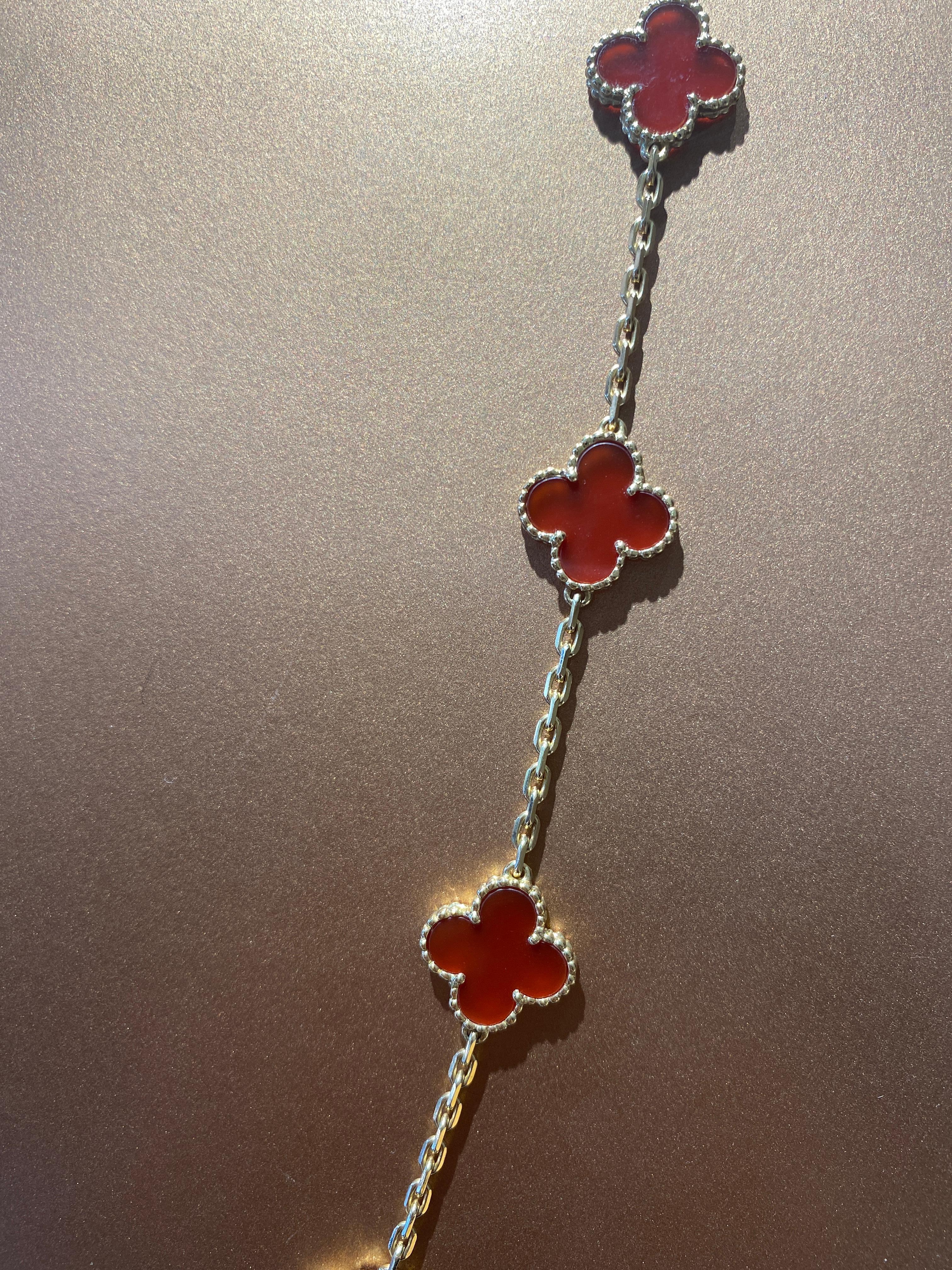 Van Cleef & Arpels Vintage Alhambra Karneol Halskette 18KY (Ungeschliffen)
