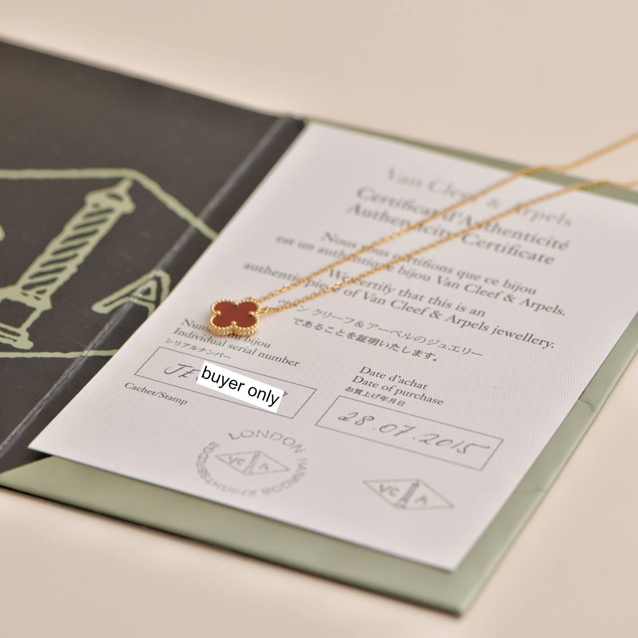 Uncut Van Cleef & Arpels Vintage Alhambra Carnelian Pendant Necklace