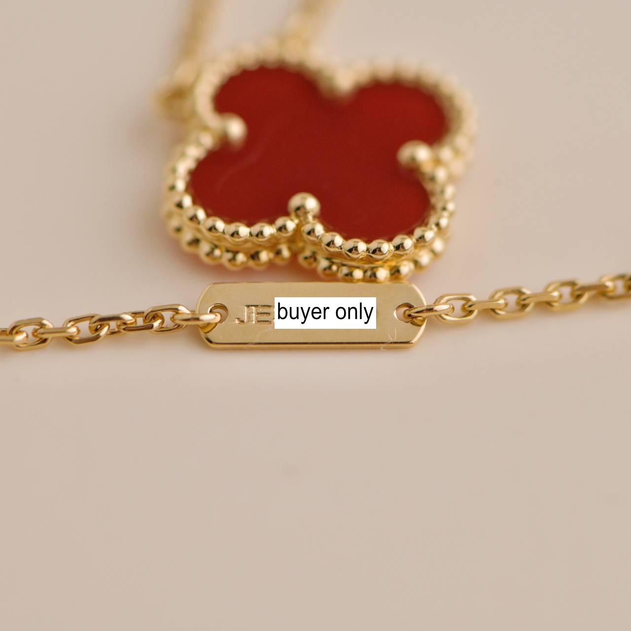 Van Cleef & Arpels Vintage Alhambra Carnelian Pendant Necklace 1