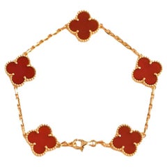 Van Cleef & Arpels Used Alhambra Carnelian Yellow Gold Bracelet