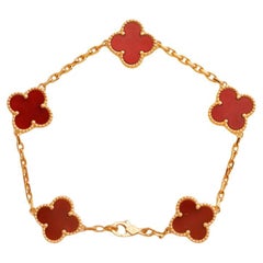 Van Cleef & Arpels Vintage Alhambra Carnelian Yellow Gold Bracelet