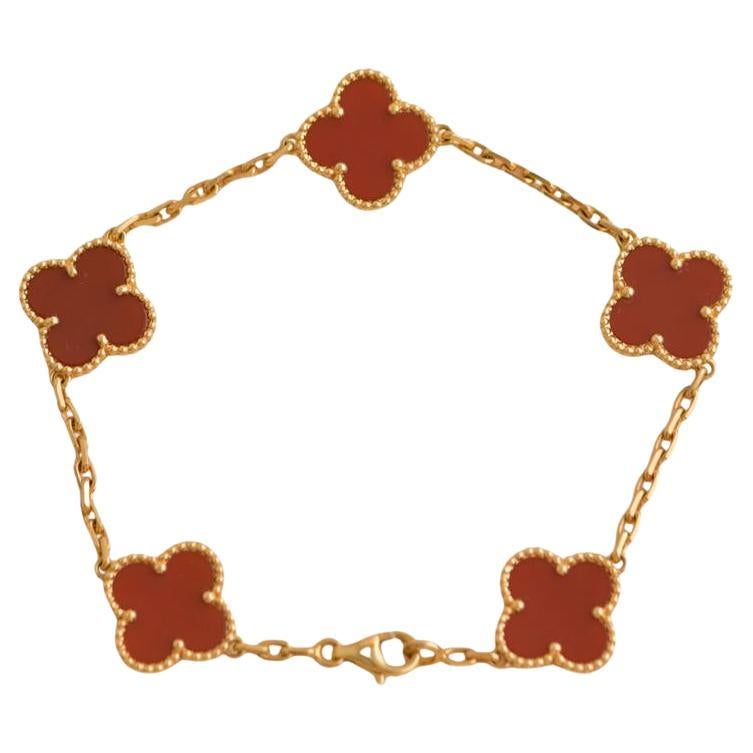Van Cleef 
Arpels Vintage Alhambra Carnelian Yellow Gold Bracelet