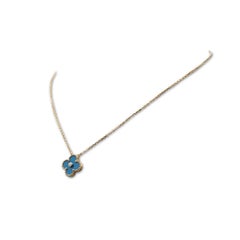 Van Cleef & Arpels Vintage Alhambra Celestial Blue Sevres Porcelain Pendant Neck