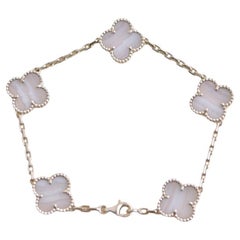 Van Cleef & Arpels Antique Alhambra Chalcedony 18K White Gold Bracelet