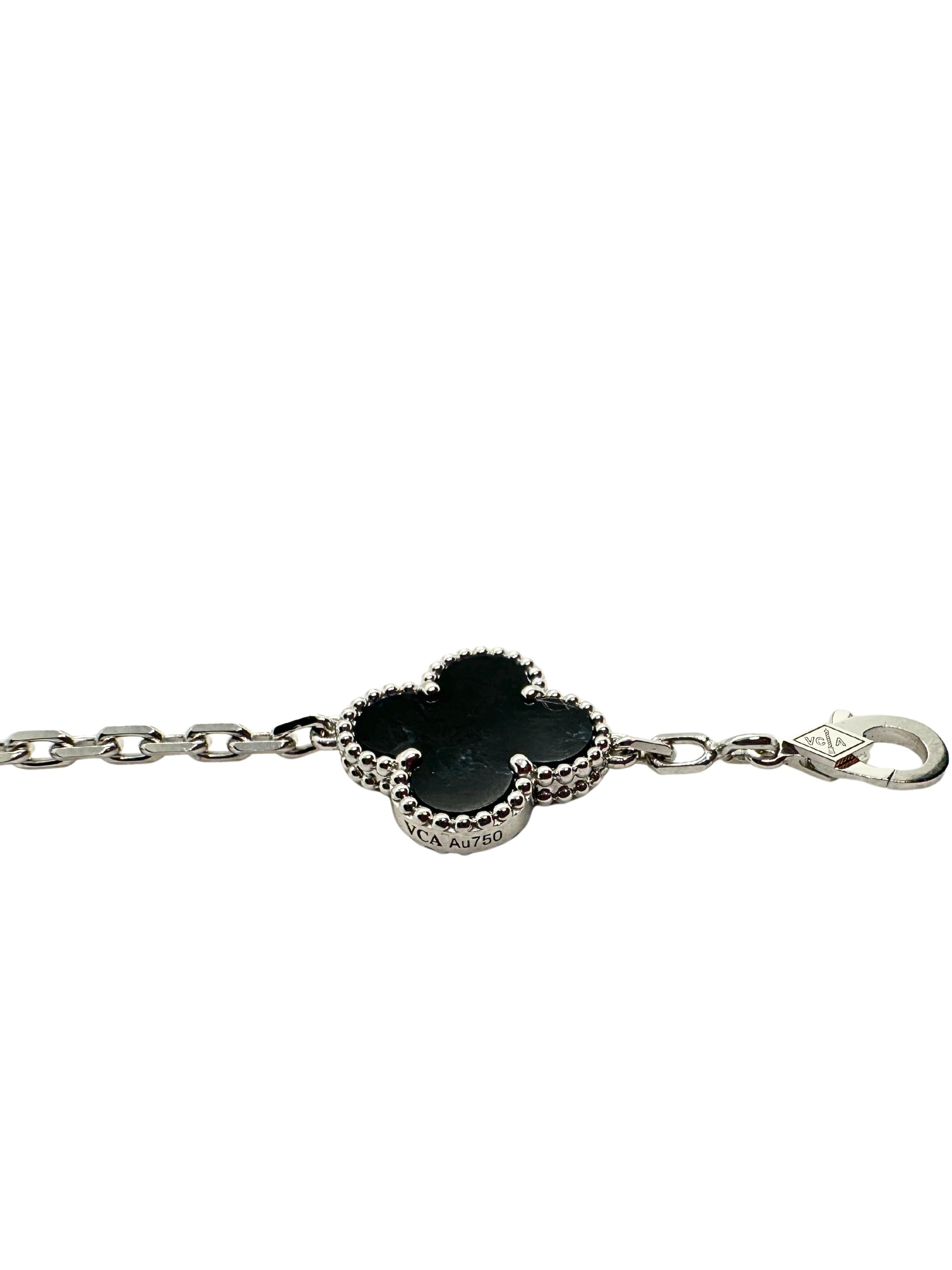 Van Cleef & Arpels Vintage Alhambra Dark Pietersite 18K White Gold Bracelet Excellent état - En vente à Fairfax, VA