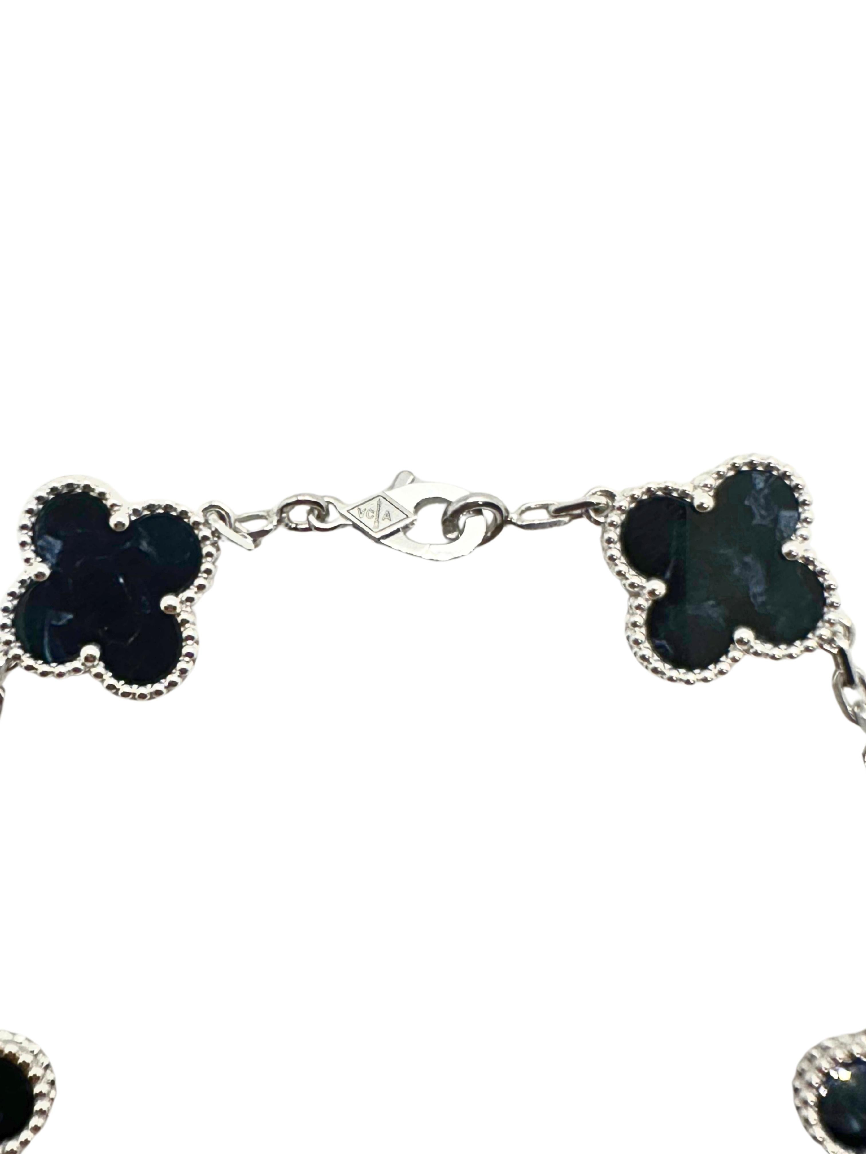 Van Cleef & Arpels Vintage Alhambra Dark Pietersite 18K White Gold Bracelet Unisexe en vente