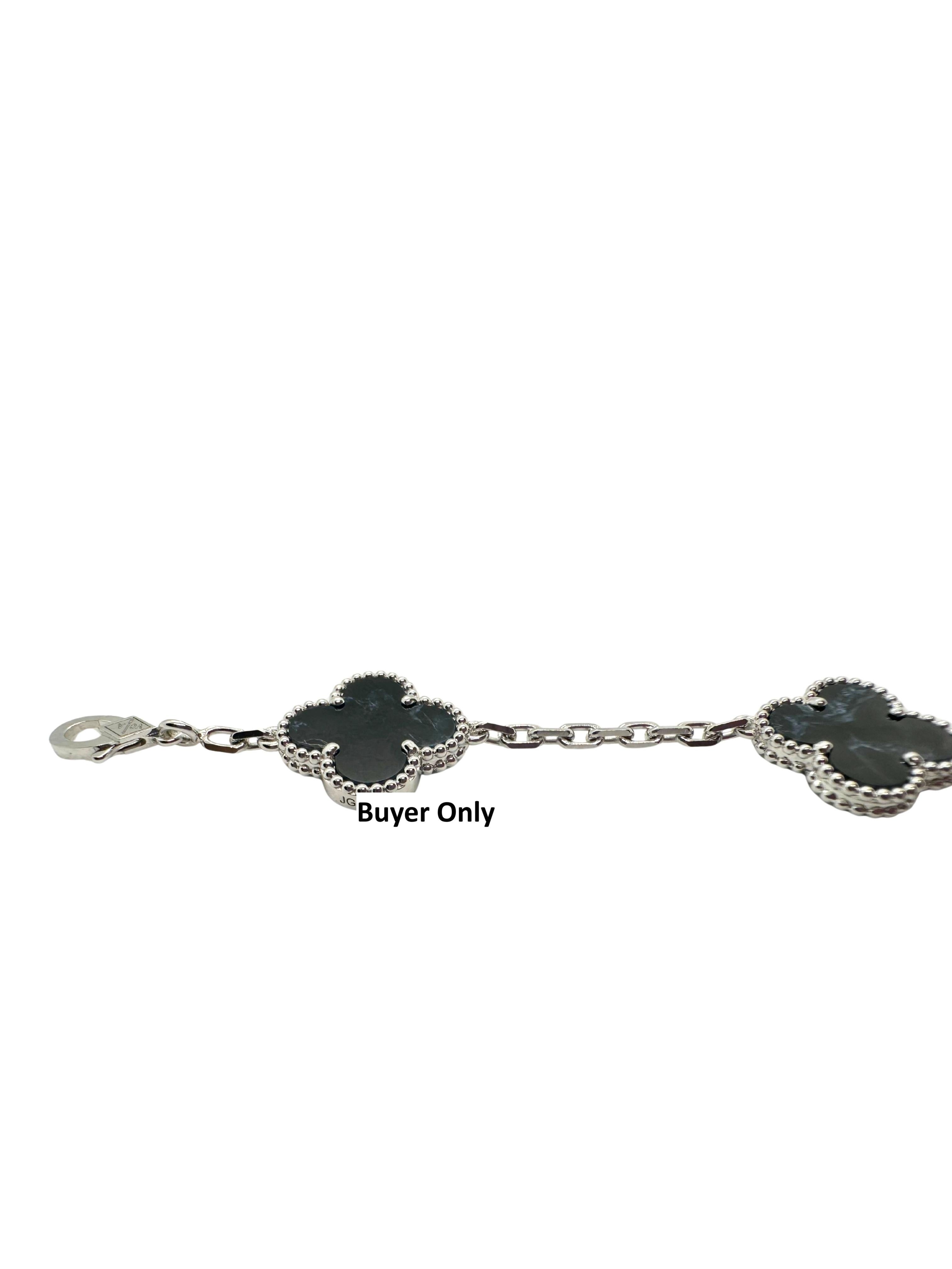 Van Cleef & Arpels Vintage Alhambra Dark Pietersite 18K White Gold Bracelet en vente 2