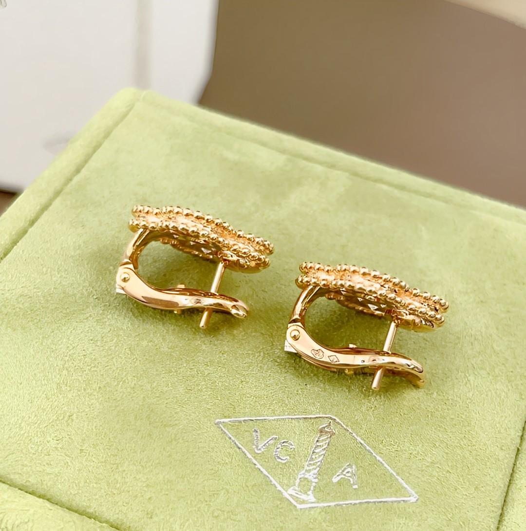 Van Cleef & Arpels Vintage Alhambra Diamond 18k Rose Gold Earrings 1