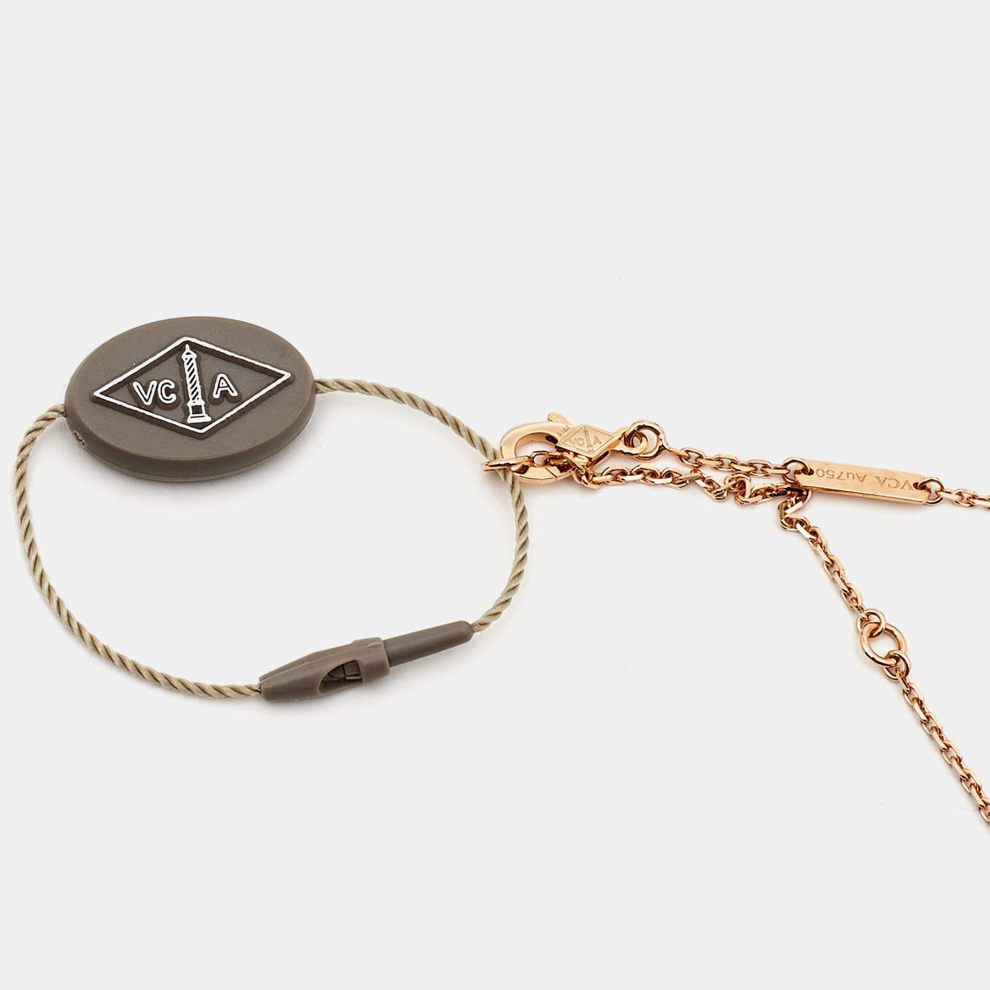 Contemporary Van Cleef & Arpels Vintage Alhambra Diamond 18k Rose Gold Pendant Necklace