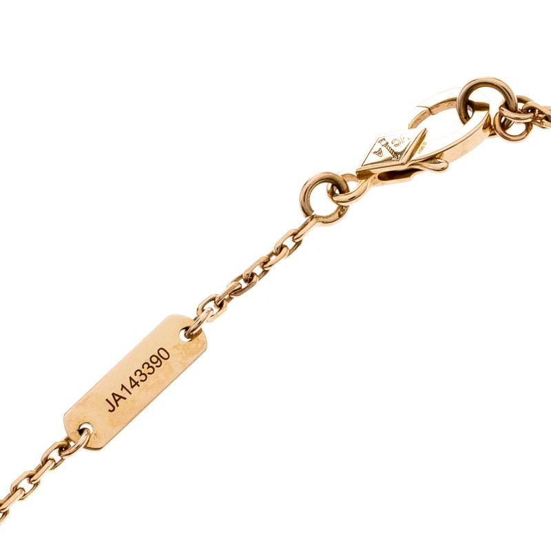 Women's Van Cleef & Arpels Vintage Alhambra Diamond 18K Rose Gold Pendant Necklace