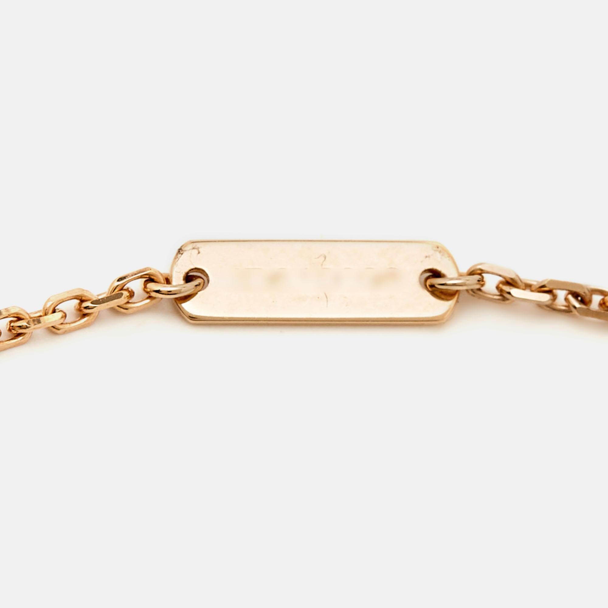 Van Cleef & Arpels Vintage Alhambra Diamond 18k Rose Gold Pendant Necklace For Sale 1