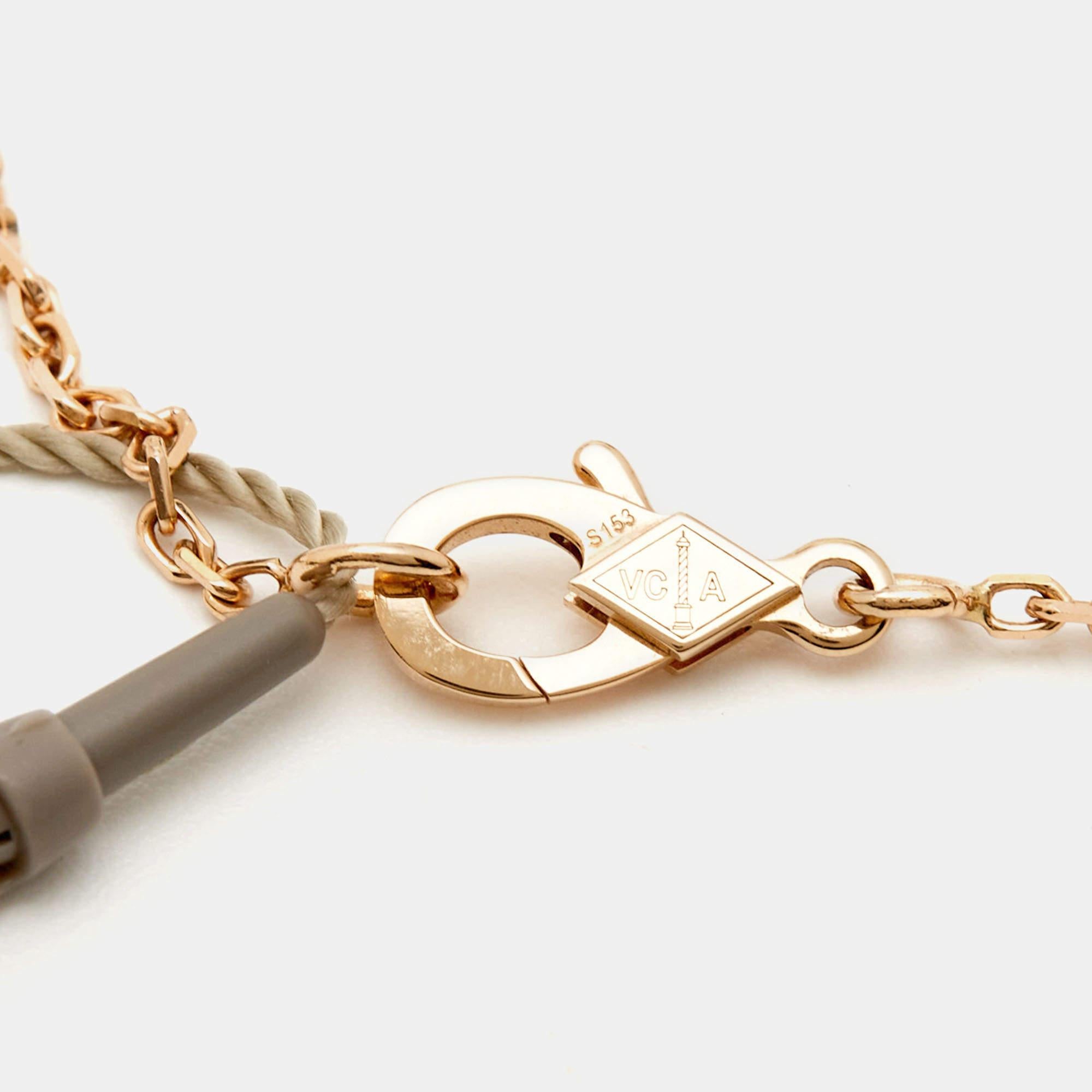 Van Cleef & Arpels Vintage Alhambra Diamond 18k Rose Gold Pendant Necklace For Sale 2