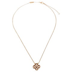 Van Cleef & Arpels Vintage Alhambra Diamond 18K Rose Gold Pendant Necklace