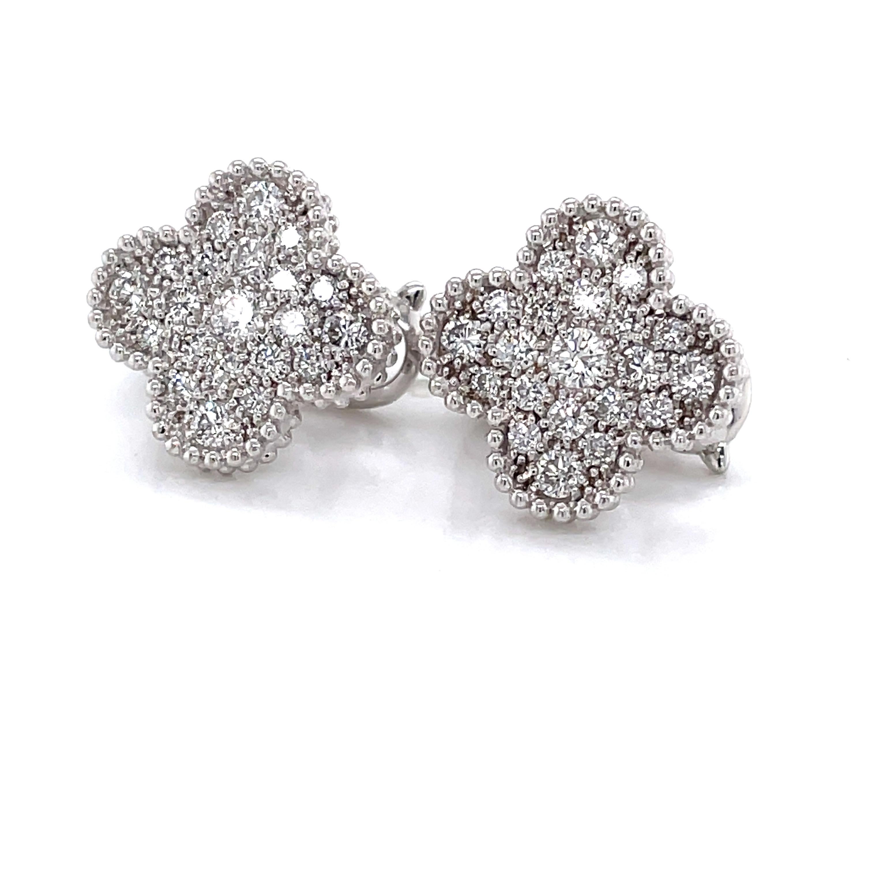 Van Cleef & Arpels Vintage Alhambra Diamond 18K White Gold Earring Studs 6