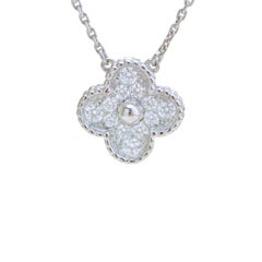 Van Cleef & Arpels Collana Vintage Alhambra con diamante in oro bianco 18 carati