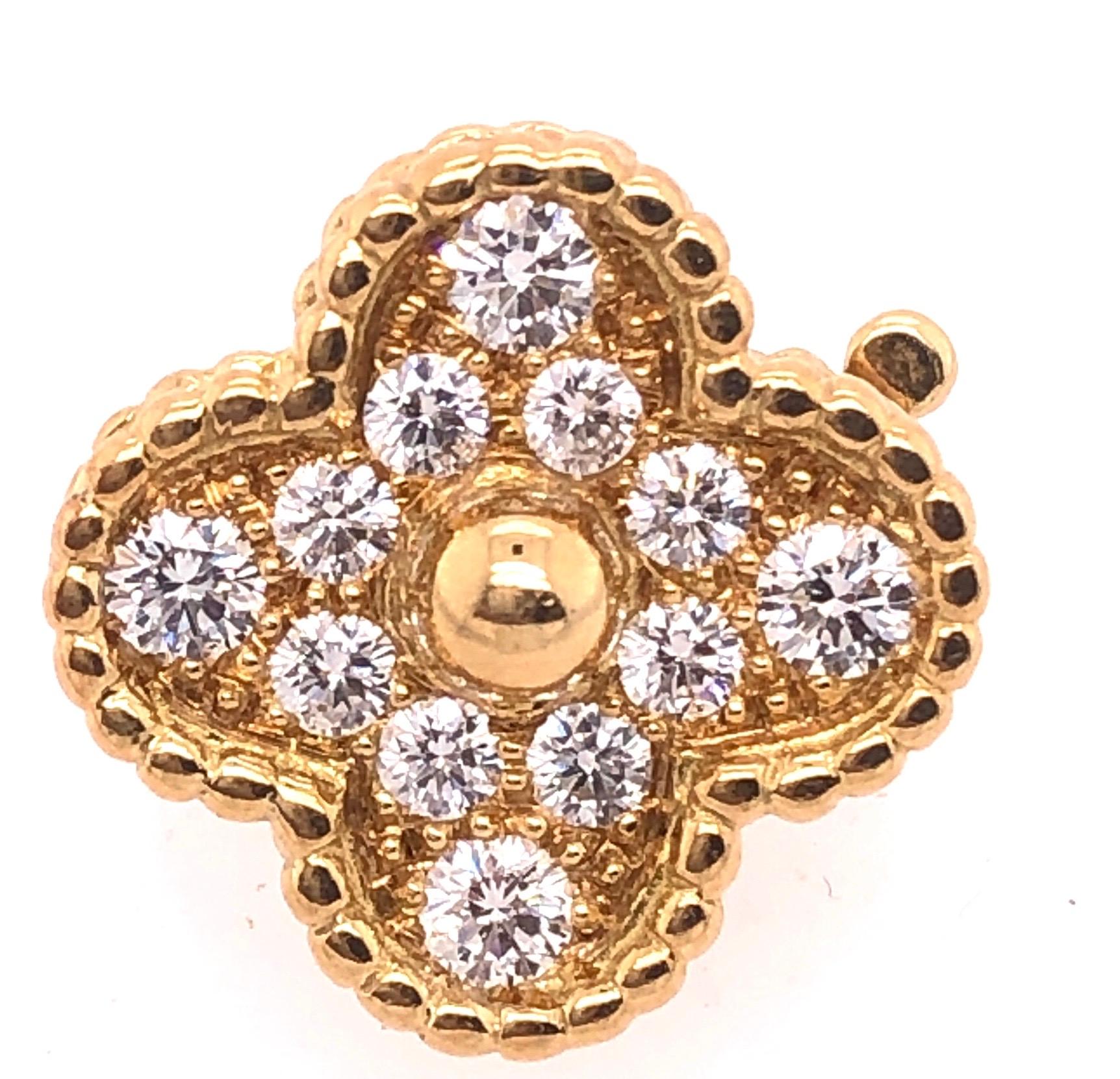 Van Cleef & Arpels Vintage Alhambra Diamond Earrings Yellow Gold 24 Stones .98Ct 3