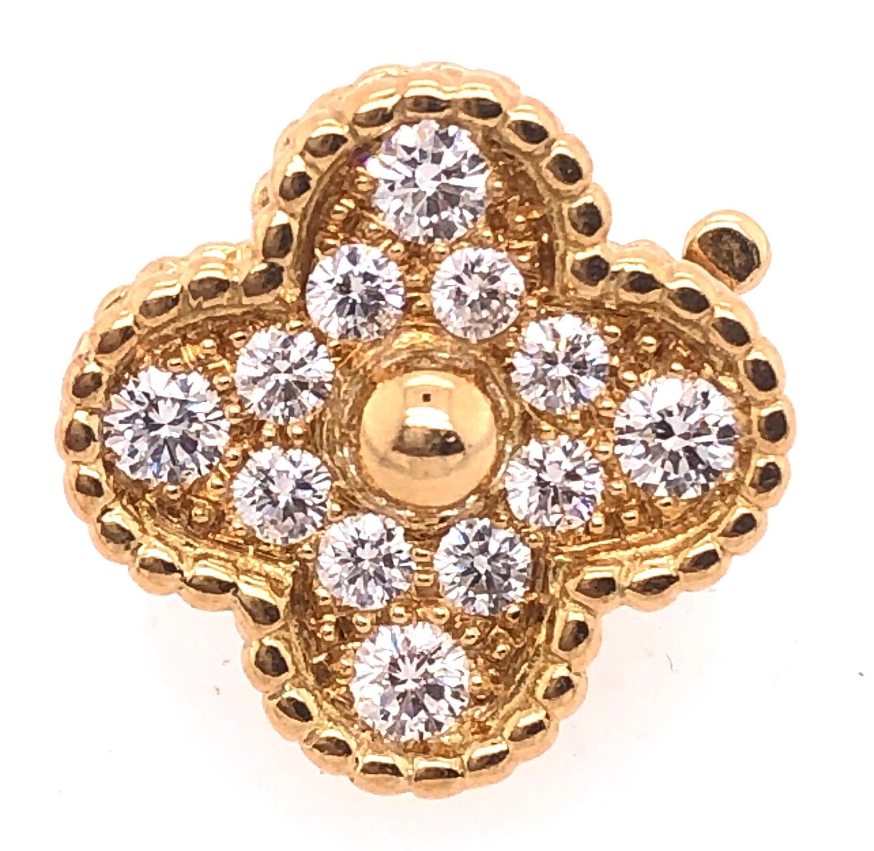 Van Cleef & Arpels Vintage Alhambra Diamond Earrings Yellow Gold 24 Stones .98Ct 5