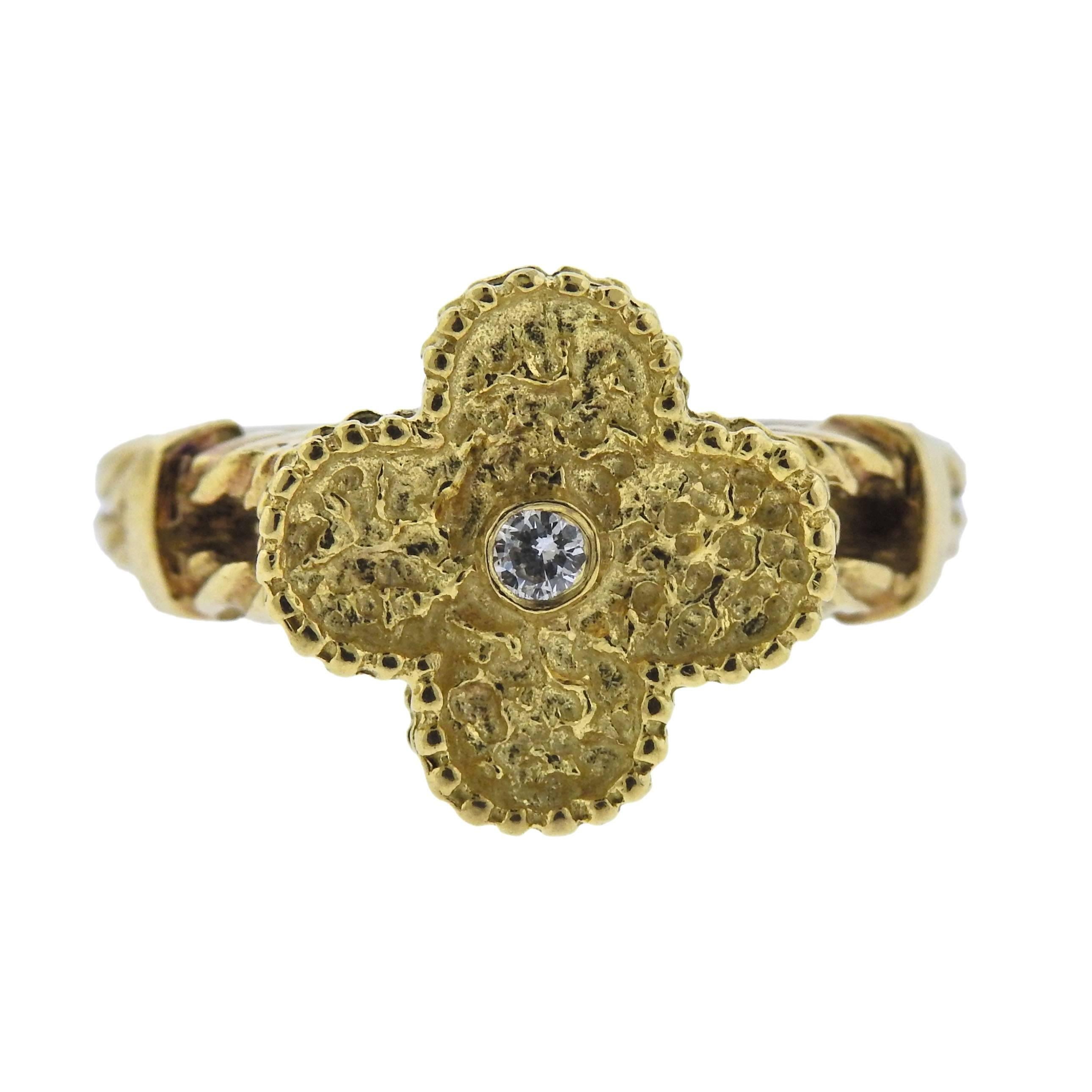 Van Cleef & Arpels Vintage Alhambra Diamond Gold Ring