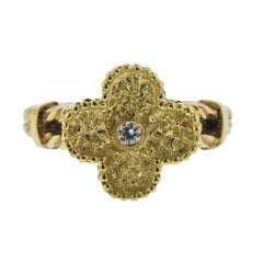 Van Cleef & Arpels Vintage Alhambra Diamond Gold Ring