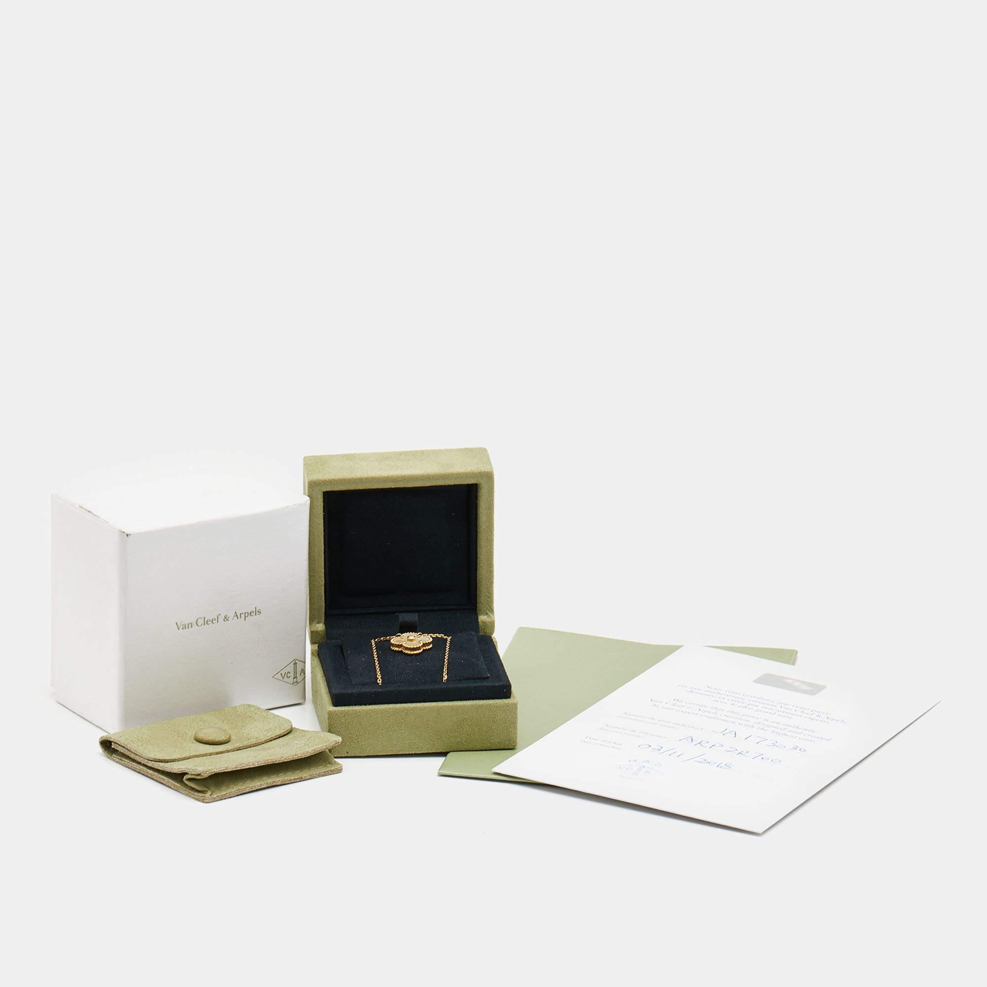 Uncut Van Cleef & Arpels Vintage Alhambra Diamond Golden Mother of Pearl Limited