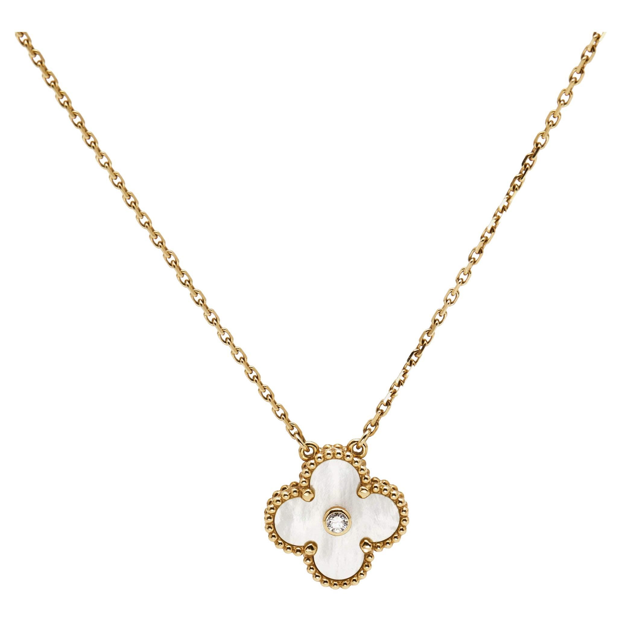 Van Cleef & Arpels Vintage Alhambra Diamond Golden Mother of Pearl Limited
