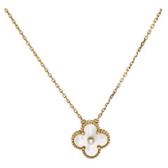 Van Cleef & Arpels Vintage Alhambra Diamond Golden Mother of Pearl Limited