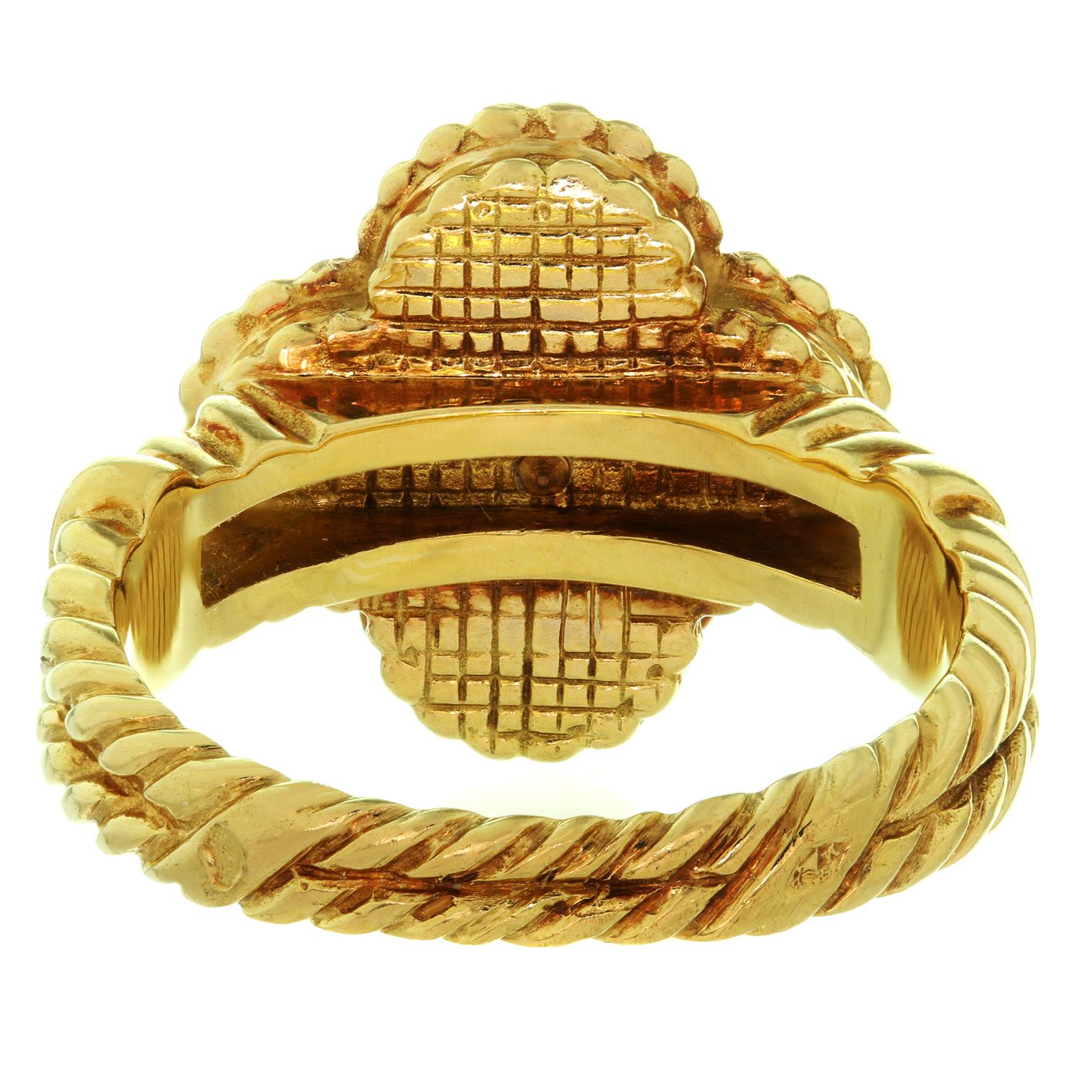 Van Cleef & Arpels Vintage Alhambra Diamond Lapis Lazuli Yellow Gold Ring 1