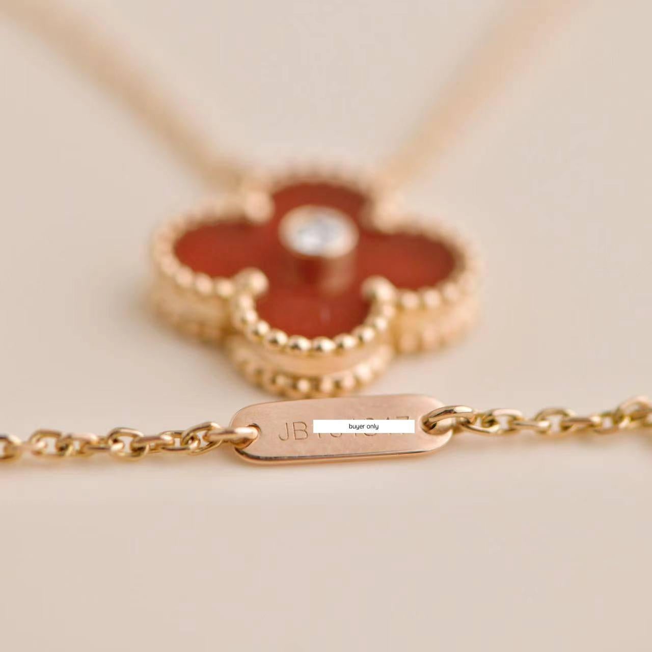 Van Cleef & Arpels Vintage Alhambra Diamond Limited Edition Rose Gold Necklace In Excellent Condition In Banbury, GB