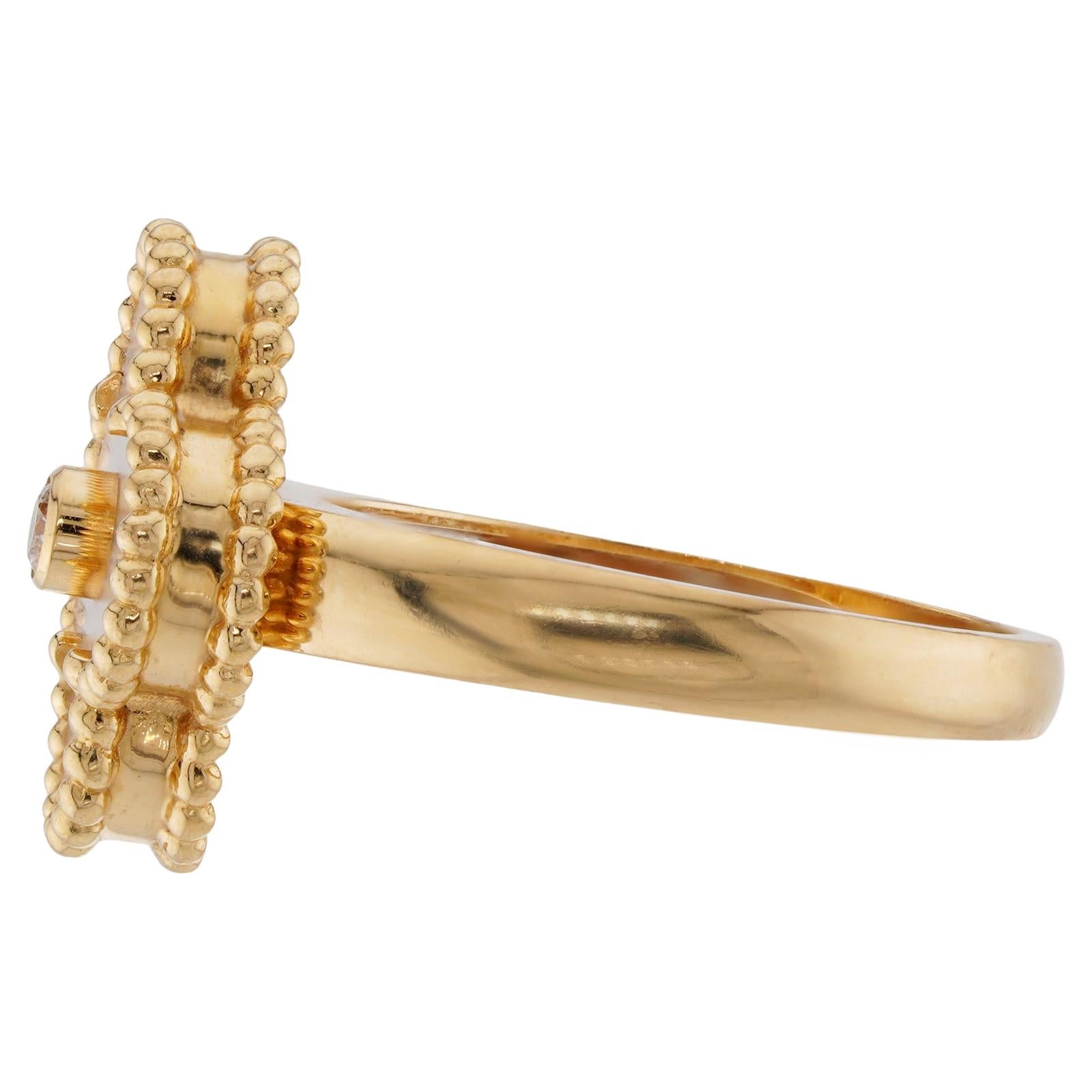 De las mujeres VAN CLEEF & ARPELS Vintage Alhambra Anillo de oro con diamantes y nácar 52 papeles en venta
