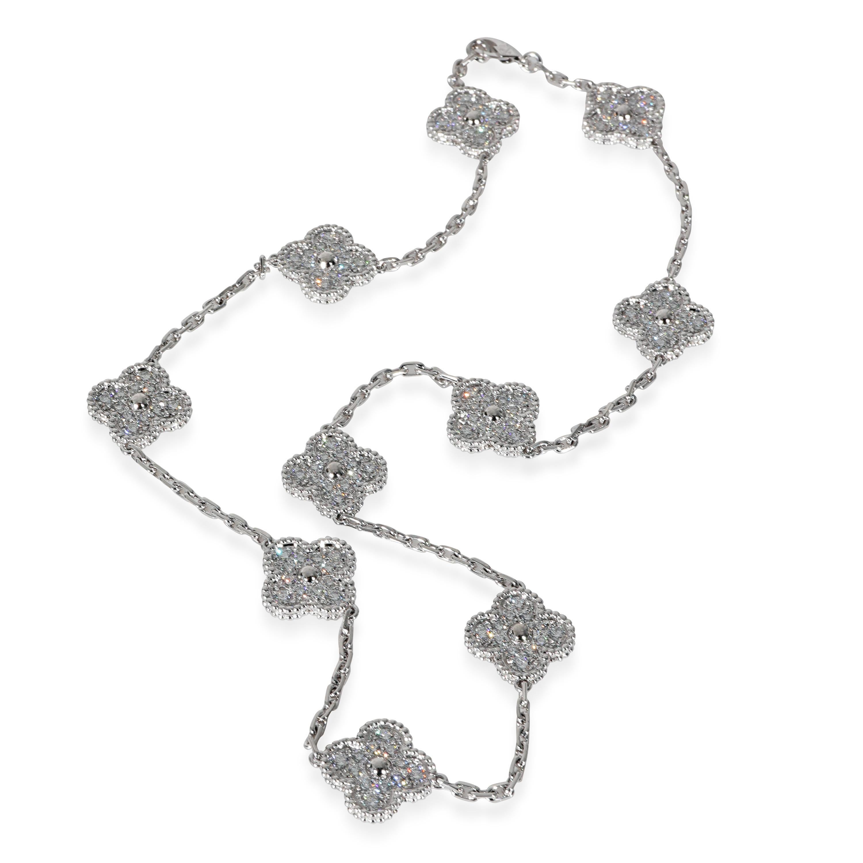 Van Cleef & Arpels Vintage Alhambra Diamond Necklace in 18k White Gold 4.83 CTW

PRIMARY DETAILS
SKU: 130034
Listing Title: Van Cleef & Arpels Vintage Alhambra Diamond Necklace in 18k White Gold 4.83 CTW
Condition Description: Launched in 1968, the