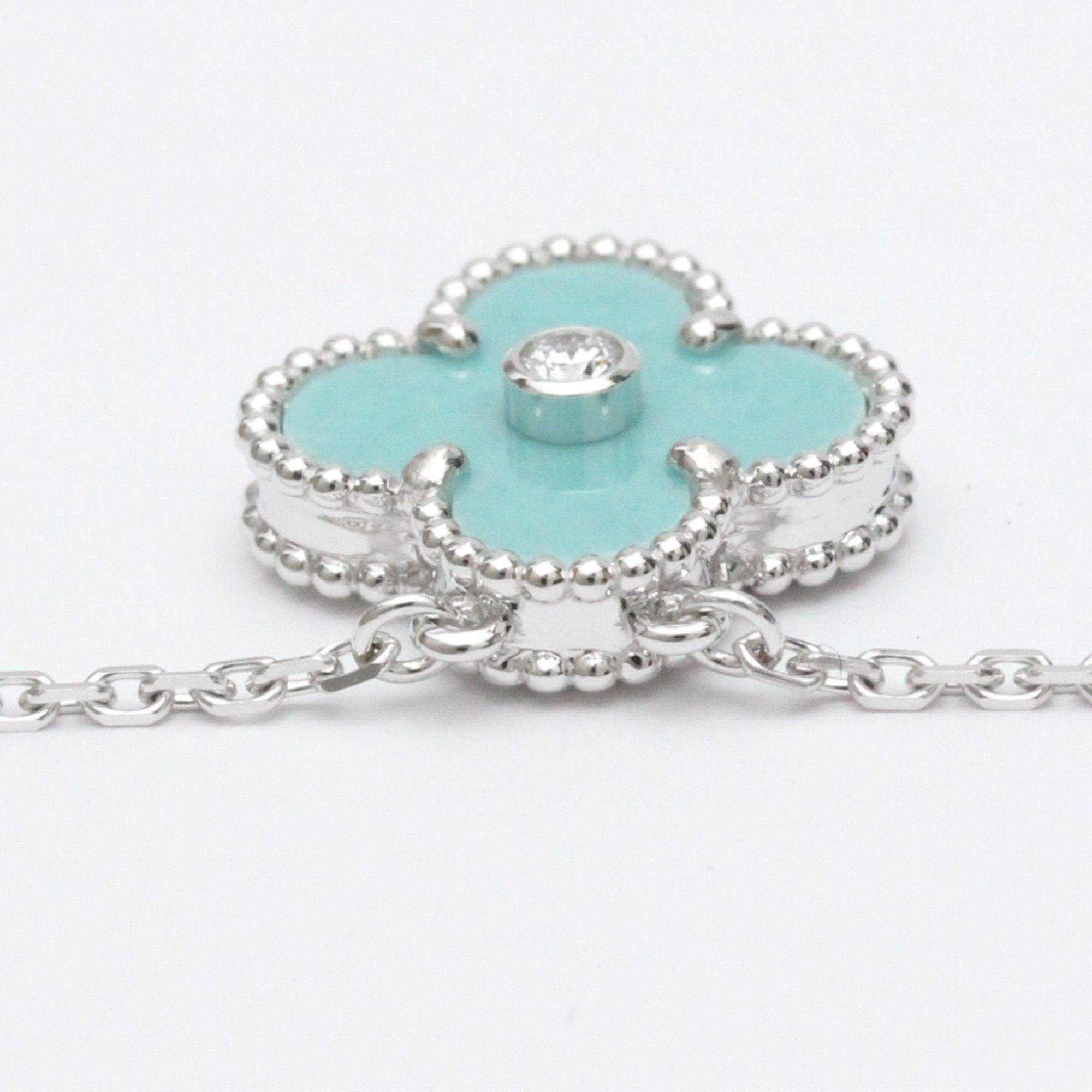 Women's or Men's Van Cleef & Arpels Vintage Alhambra Diamond Necklace in 18K White Gold For Sale
