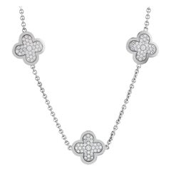 Van Cleef & Arpels Vintage Alhambra Diamond Pavé 14 Motif White Gold Necklace