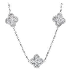 Van Cleef & Arpels Vintage Alhambra Diamond Pavé 14 Motif White Gold Necklace