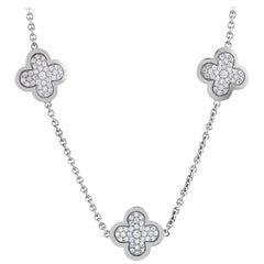 Van Cleef & Arpels Vintage Alhambra Diamond Pavé 14 Motif White Gold Necklace