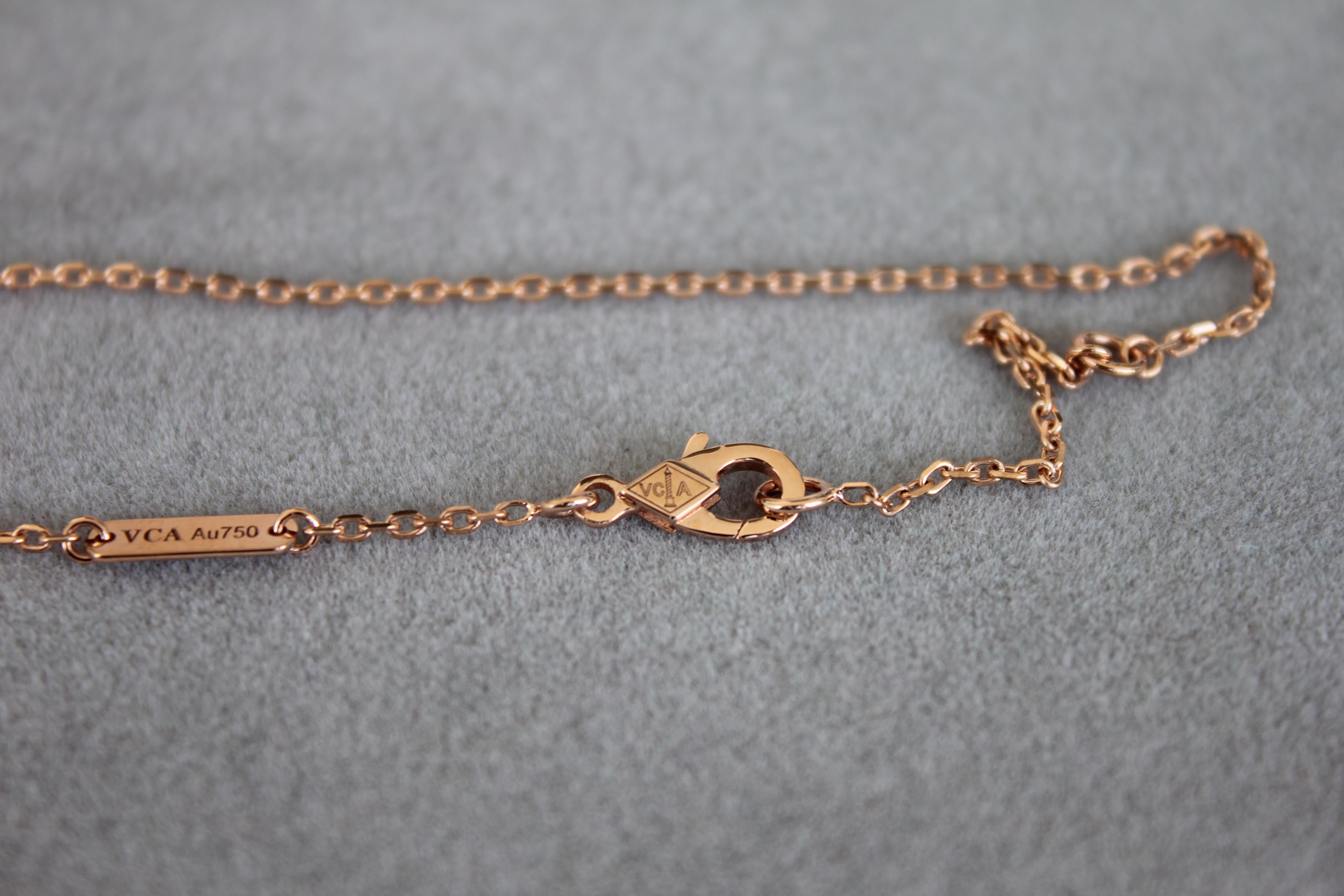 Van Cleef & Arpels Vintage Alhambra Diamond Paved 18K Rose Gold Necklace Pendant 3