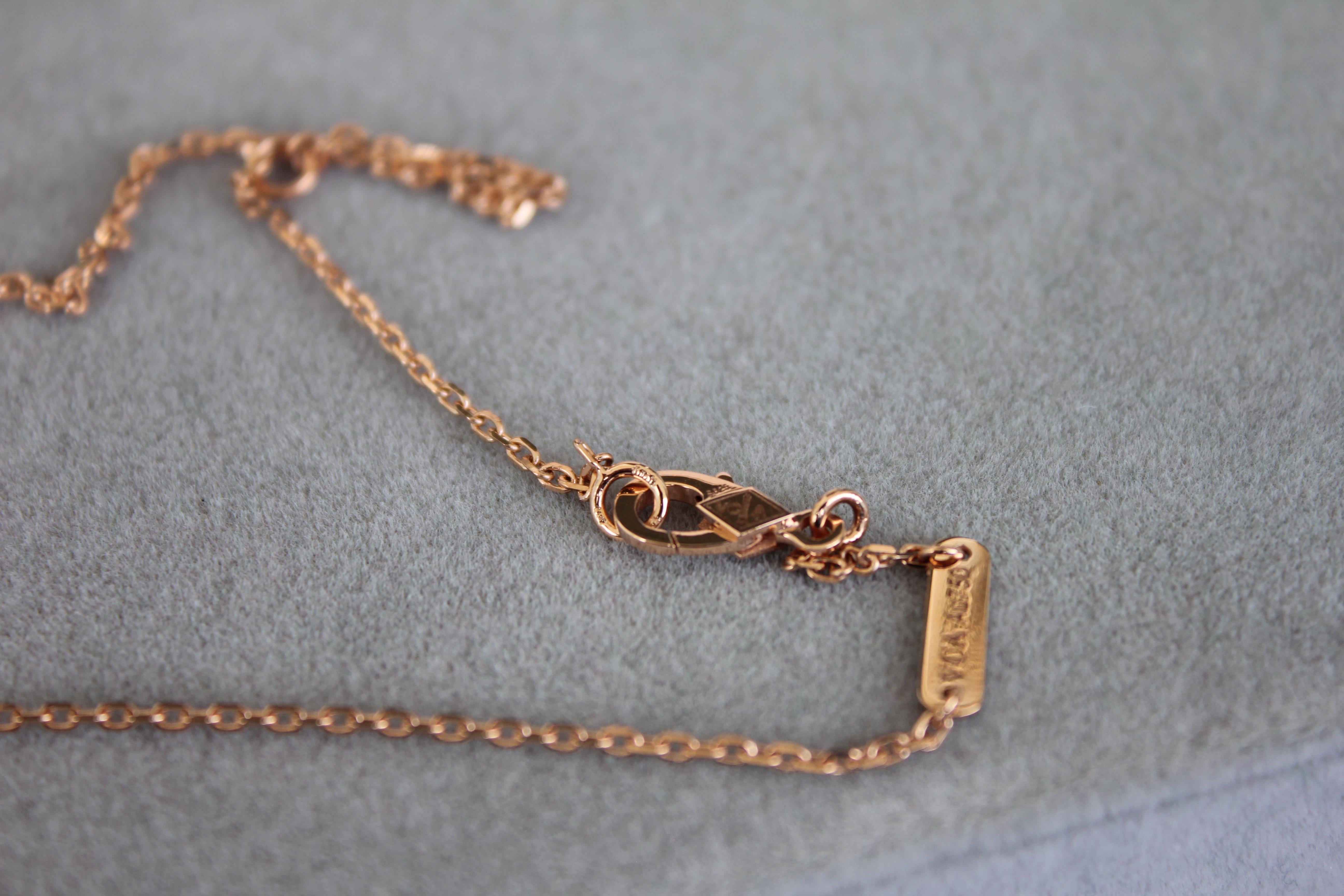 Van Cleef & Arpels Vintage Alhambra Diamond Paved 18K Rose Gold Necklace Pendant 4