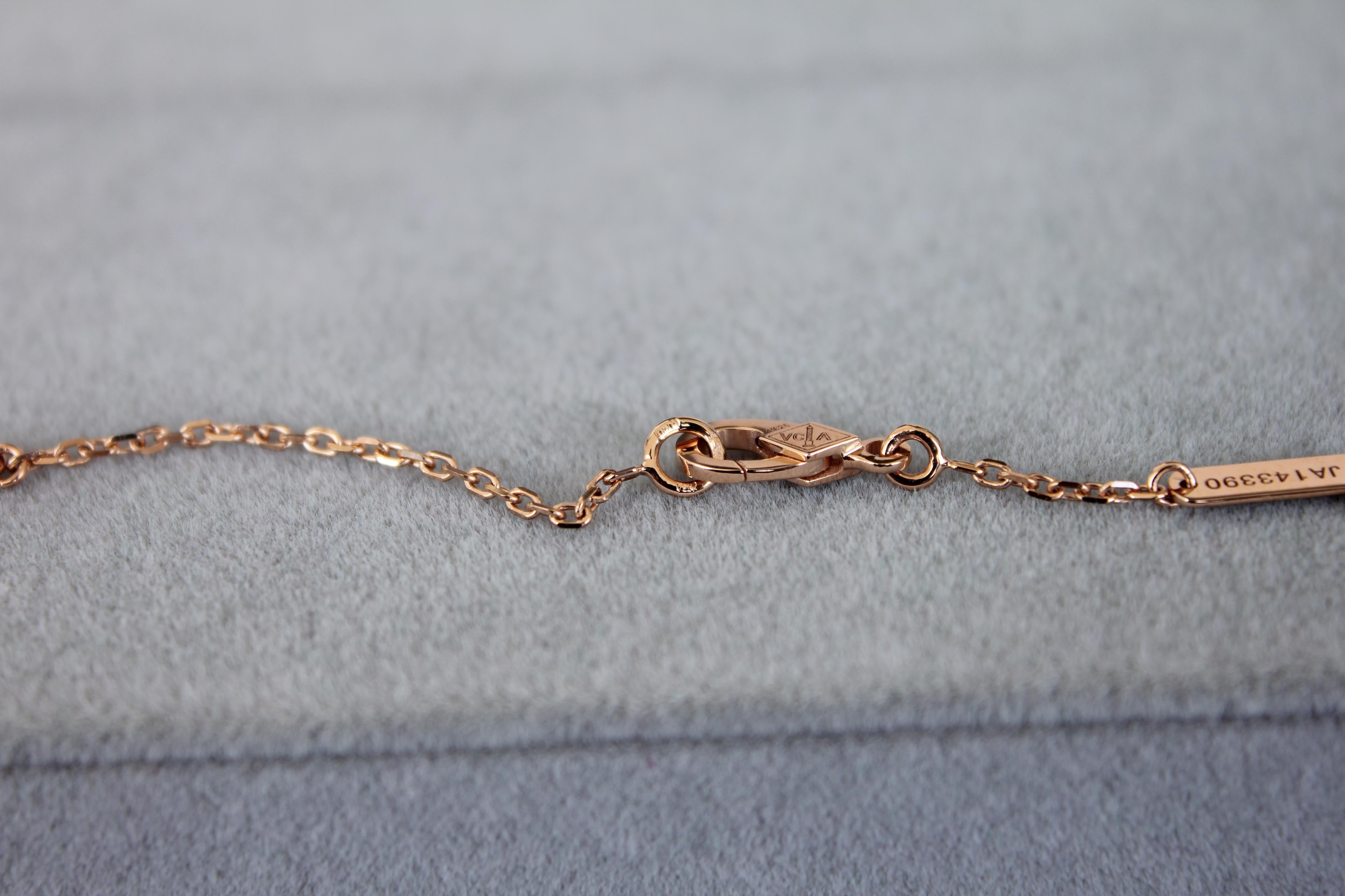 Van Cleef & Arpels Vintage Alhambra Diamond Paved 18K Rose Gold Necklace Pendant 6