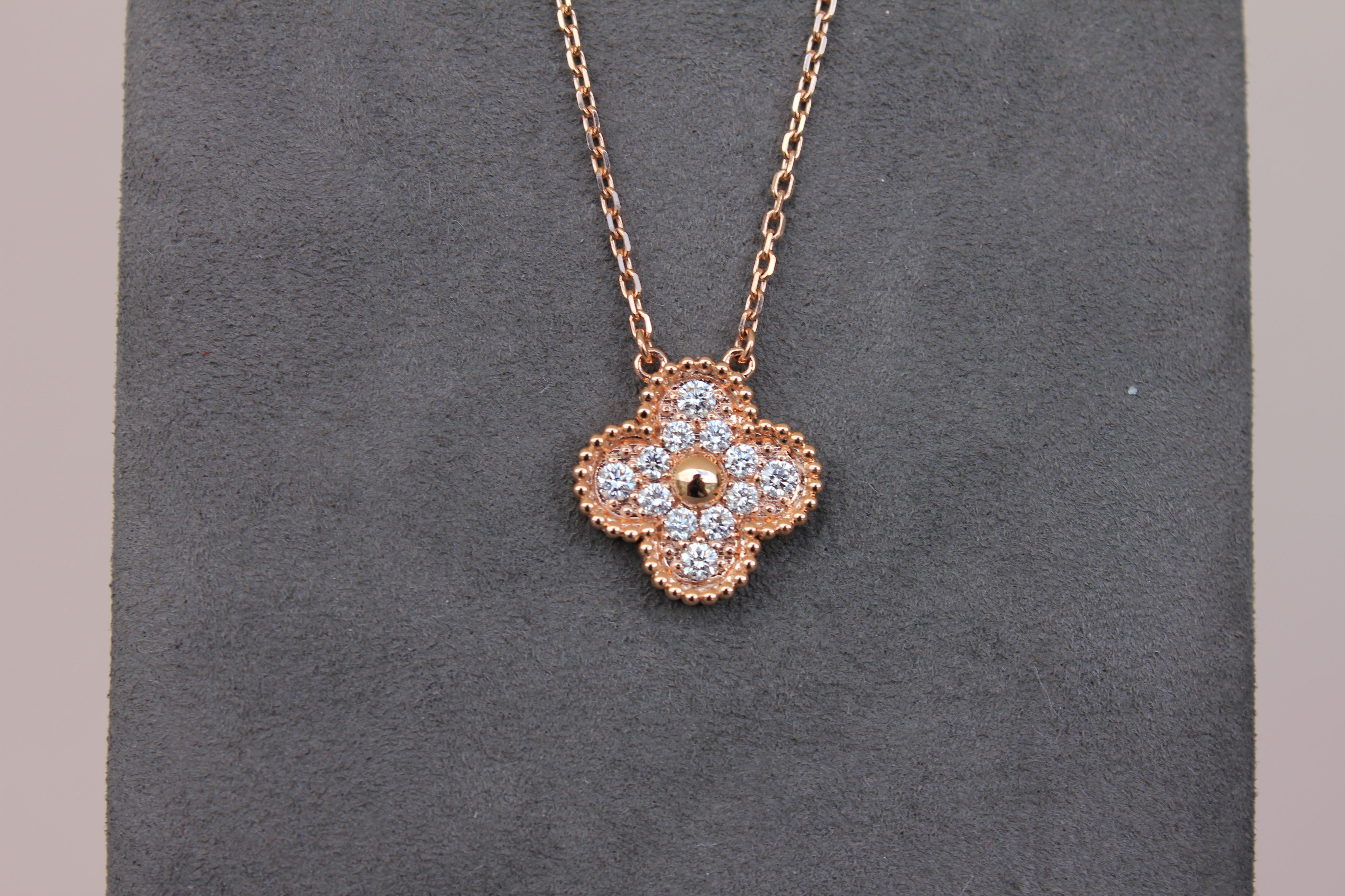 18K Rose Gold AU 750 
Diamond Pave Motifs - Around 1.00 Carat Weight EF/VS Quality Grades
The brilliance and sparkle of the diamonds is of the highest level. Please review all photos and video to see how gorgeous it looks. 
Excellent Quality - No
