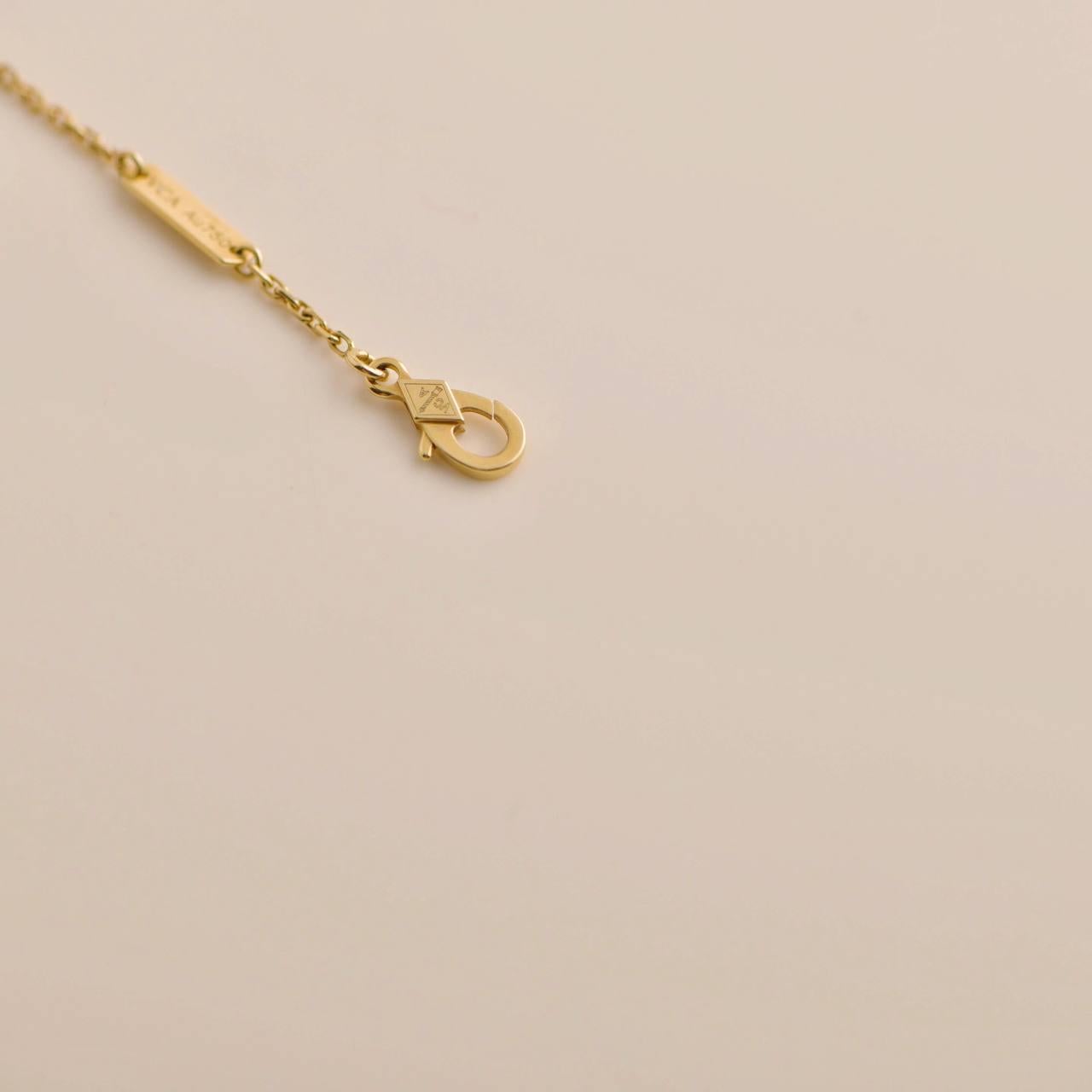 Van Cleef & Arpels Vintage Alhambra Diamond Paved Yellow Gold Pendant Necklace 2